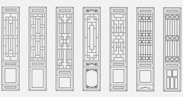 罗江常用中式仿古花窗图案隔断设计图